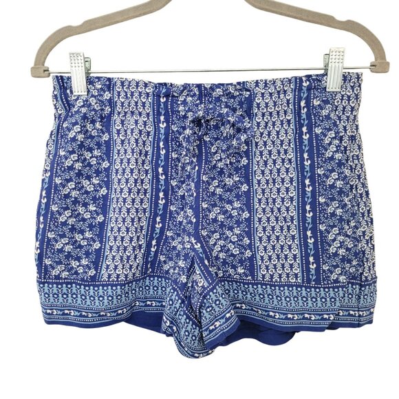 LOFT Pants - LOFT Floral Print Shorts Womens Size XS Blue White Pull On Summer Beachy